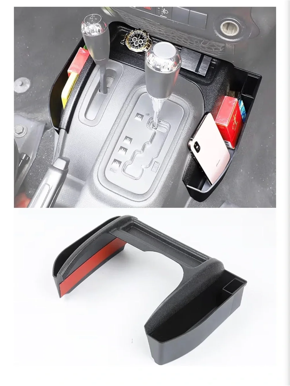 Jeep Wrangler Black Center Console Side Storage Organizer and handle storage
